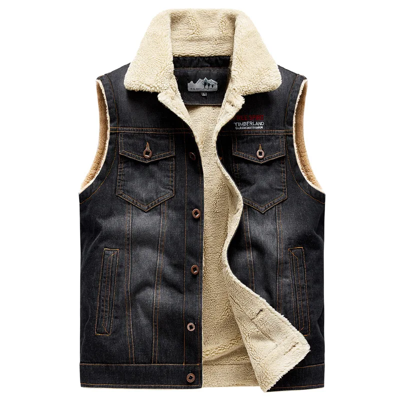 メンズ 新しいデザインのデニムベスト、冬用フリース裏地付き、 - Men'S Fashion Vest With Jeans のレビューと価格