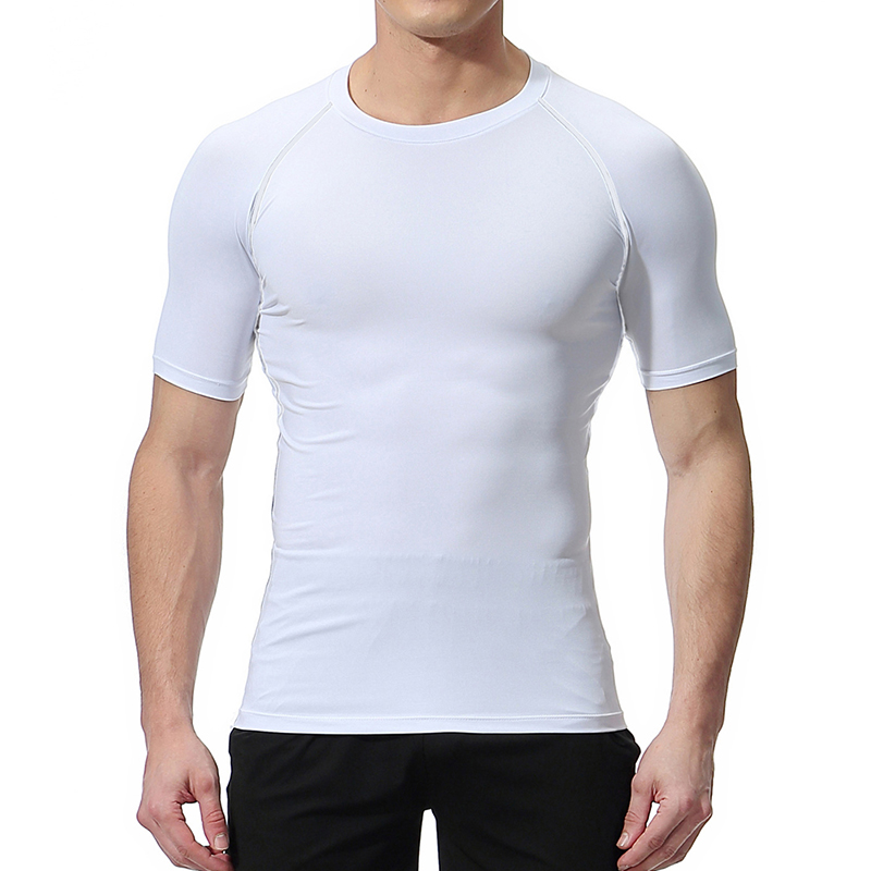 スカルナンバープリント半袖圧縮シャツ男性夏スポーティな速乾性 - Compression Shirt Workout のレビューと価格