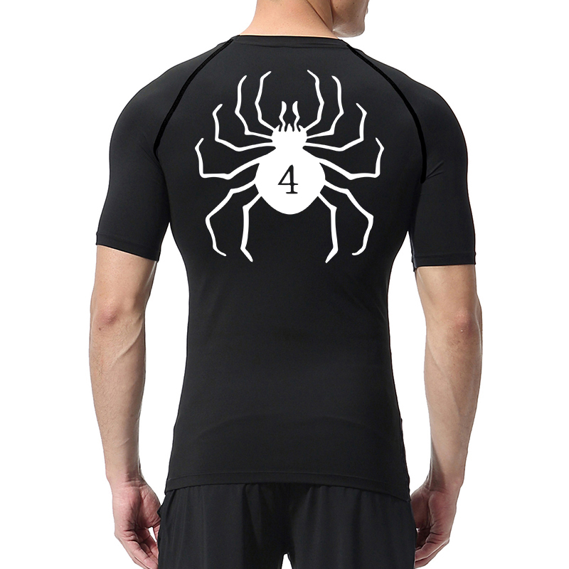 メンズアスレチック速乾性Tシャツ、スパイダープリント圧縮シャ - Compression Shirt Workout のレビューと価格