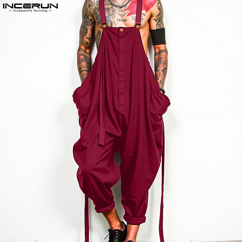2025 男性ジャンプスーツ無地オーバーサイズノースリーブス - Mens Fashion Jumpsuit のレビューと価格