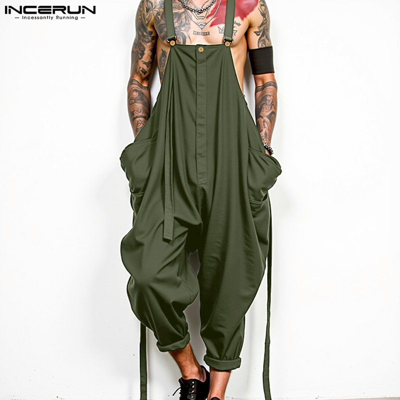 2025 男性ジャンプスーツ無地オーバーサイズノースリーブス - Mens Fashion Jumpsuit のレビューと価格