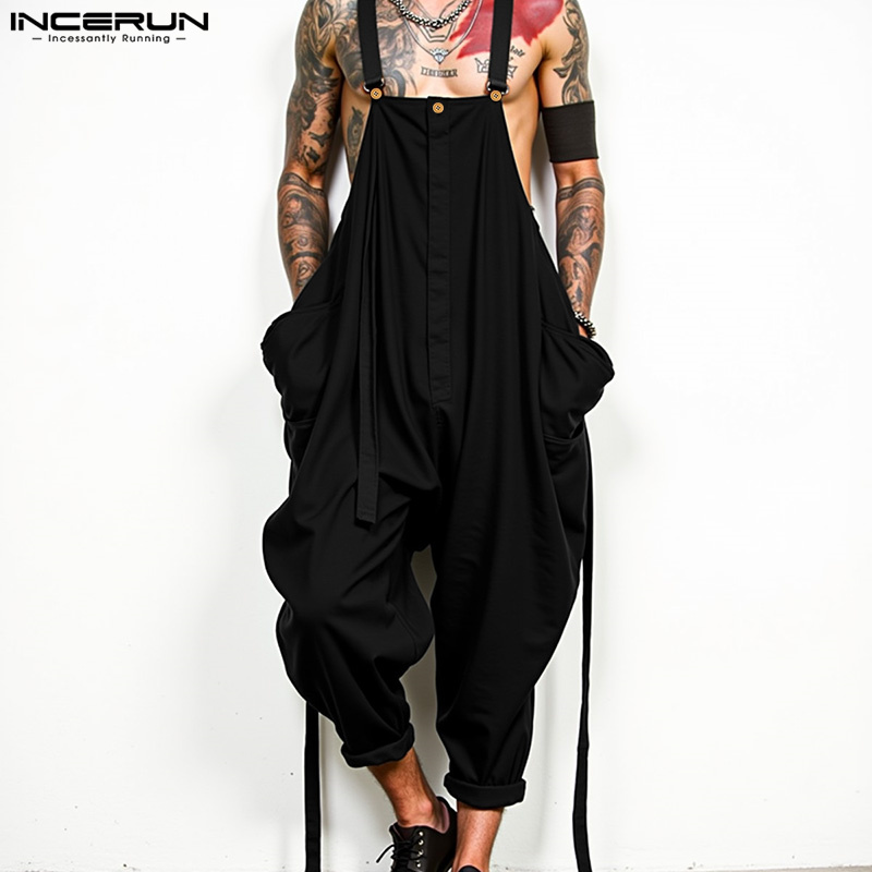 2025 男性ジャンプスーツ無地オーバーサイズノースリーブス - Mens Fashion Jumpsuit のレビューと価格