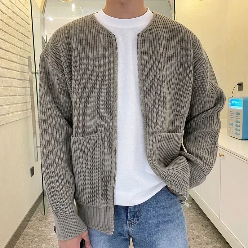 2026年秋 メンズ ジッパー付きニットセーターコート 無地 - Men'S Fashion Zip Sweater のレビューと価格