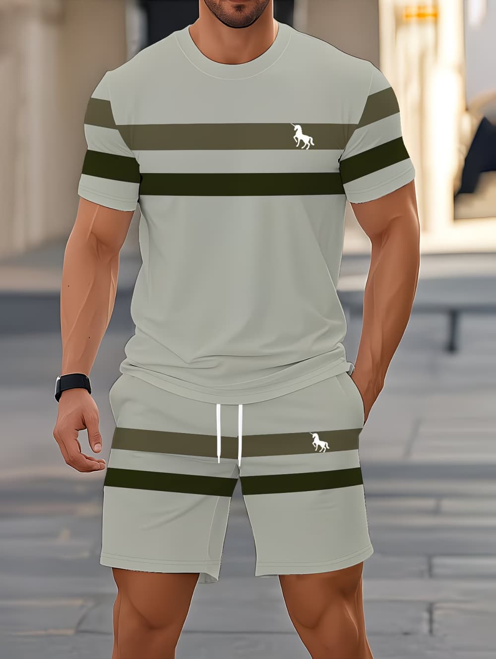 メンズサマーセット面白い3Dストライププリント半袖Tシャツ+ - Men'S Fashion Videos のレビューと価格