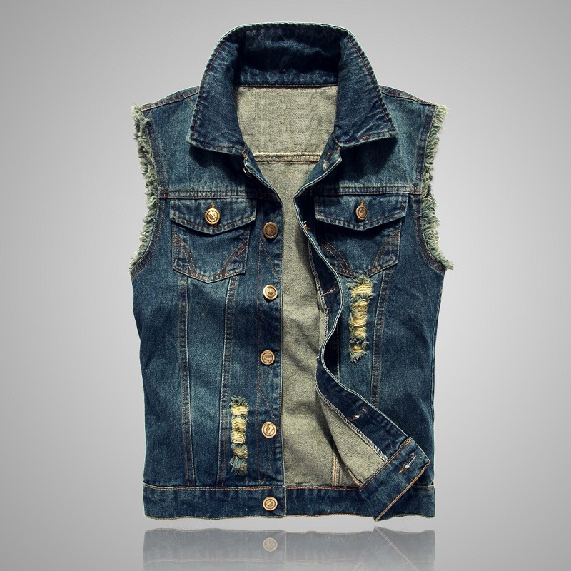 新しいファッション男性リッピングデニムチョッキノースリーブジ - Men'S Fashion Vest With Jeans のレビューと価格