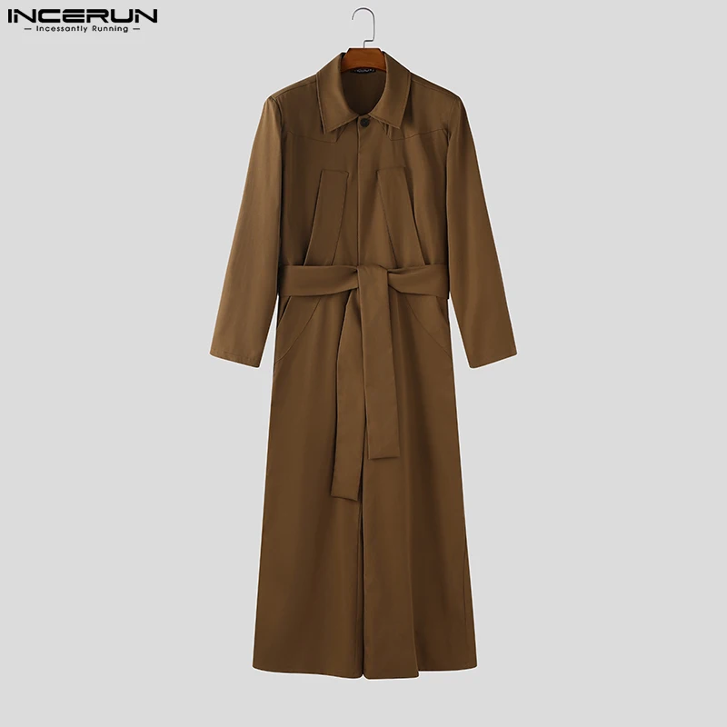 INCERUN 男性オーバーオール無地ラペル長袖カジュアルワ - Mens Fashion Jumpsuit のレビューと価格