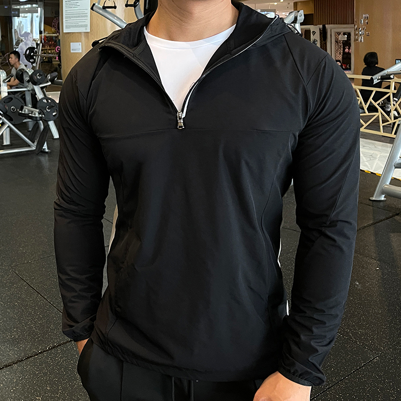 メンズ長袖ジムTシャツ,フィットネス,スポーツ,ハーフジッパ - Men'S Fashion Zip Sweater のレビューと価格