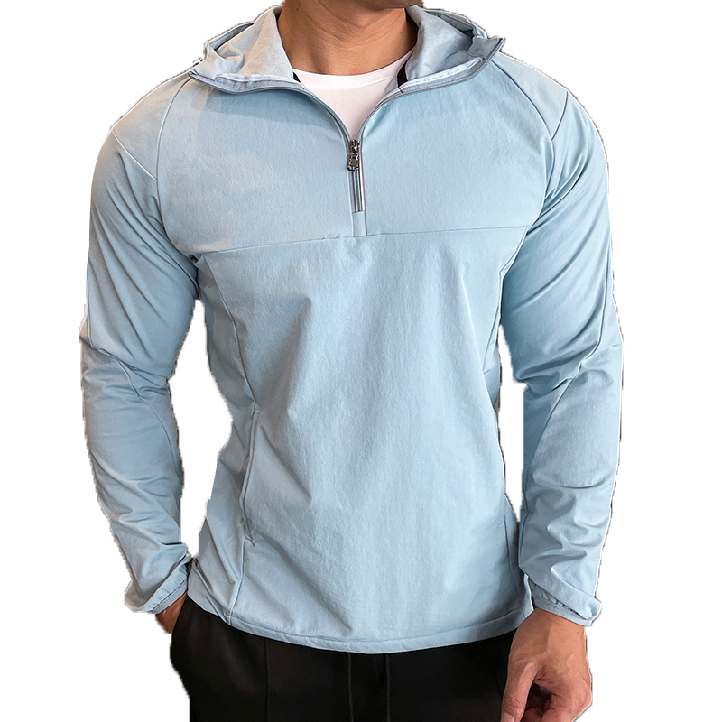 メンズ長袖ジムTシャツ,フィットネス,スポーツ,ハーフジッパ - Men'S Fashion Zip Sweater のレビューと価格