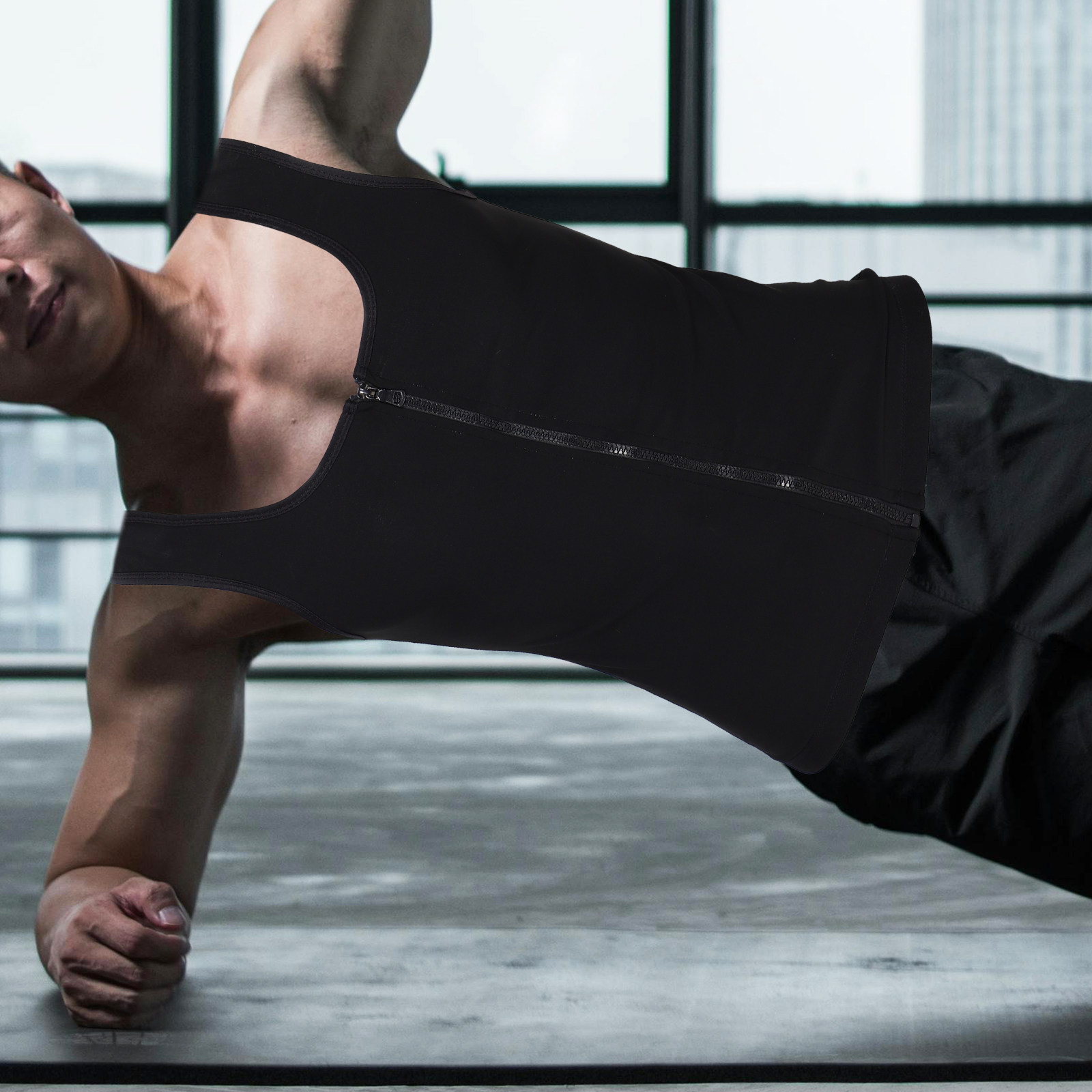 男性用 コンプレッション スウェットベスト ジップアップ ワ - Compression Shirt Workout のレビューと価格