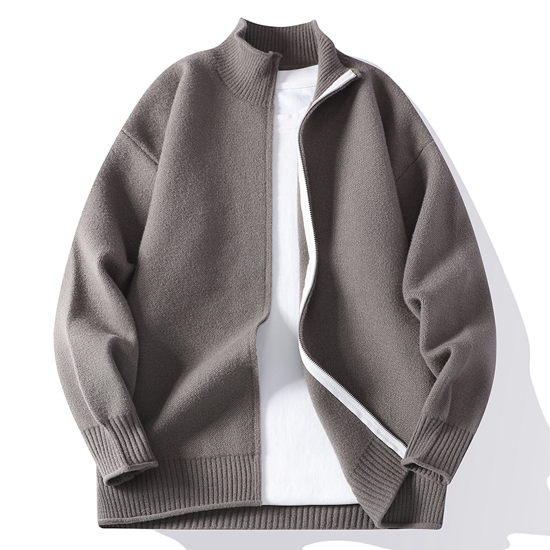 春秋スタンドカラージッパーニットカーディガンメンズファッショ - Men'S Fashion Zip Sweater のレビューと価格