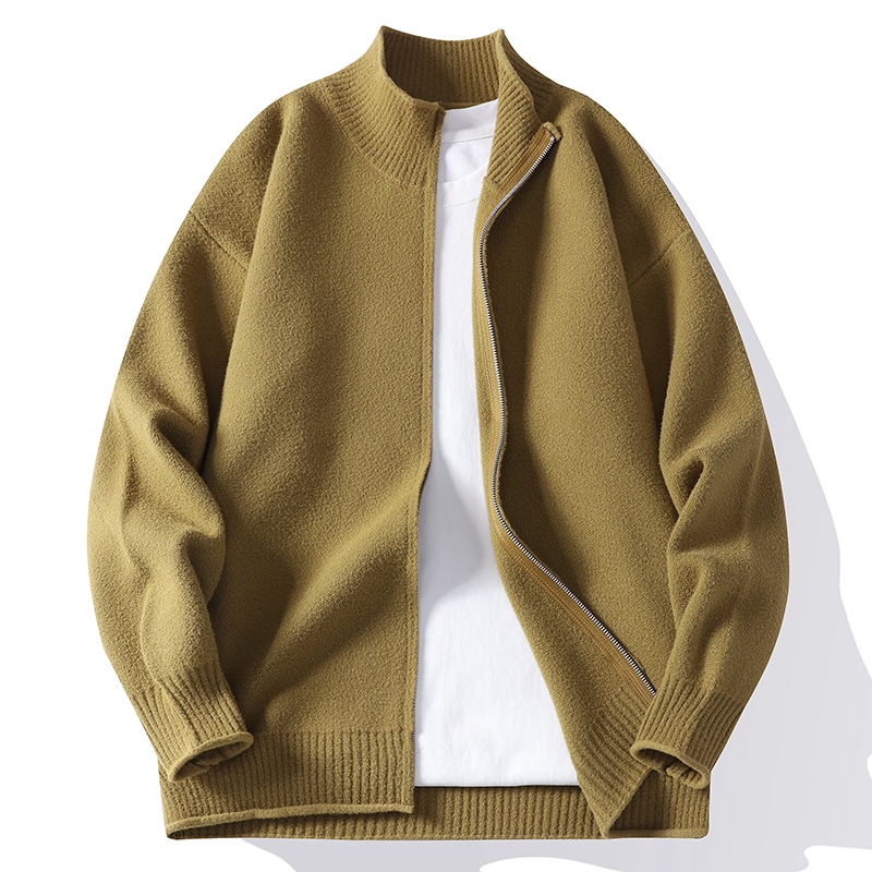 春秋スタンドカラージッパーニットカーディガンメンズファッショ - Men'S Fashion Zip Sweater のレビューと価格