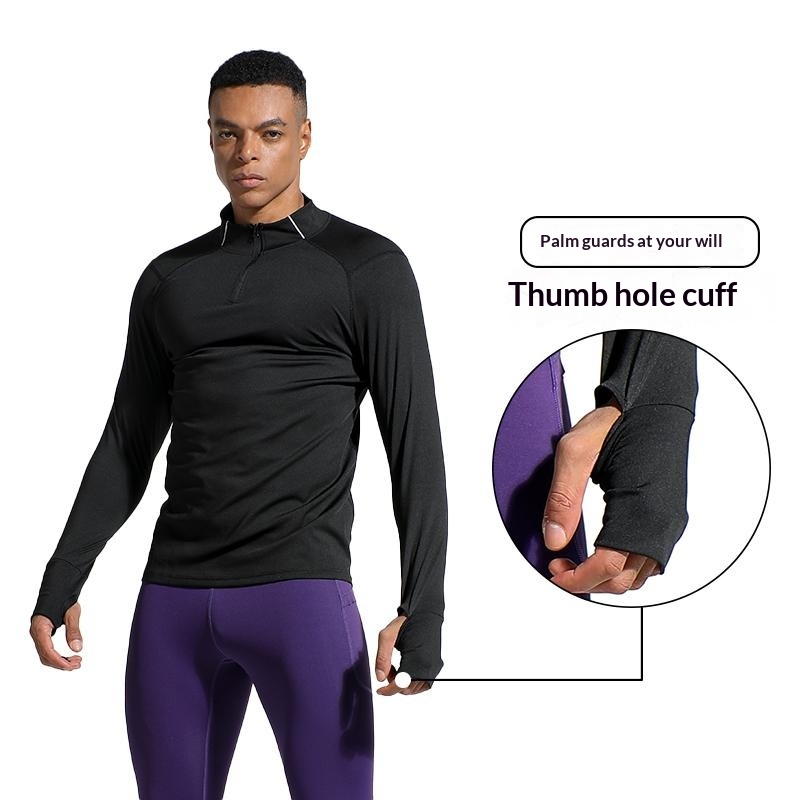 メンズフィンガーホールデザイン秋冬コンプレッションシャツハー - Compression Shirt Workout のレビューと価格