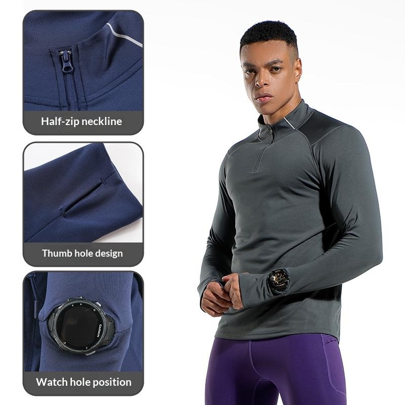 メンズフィンガーホールデザイン秋冬コンプレッションシャツハー - Compression Shirt Workout のレビューと価格