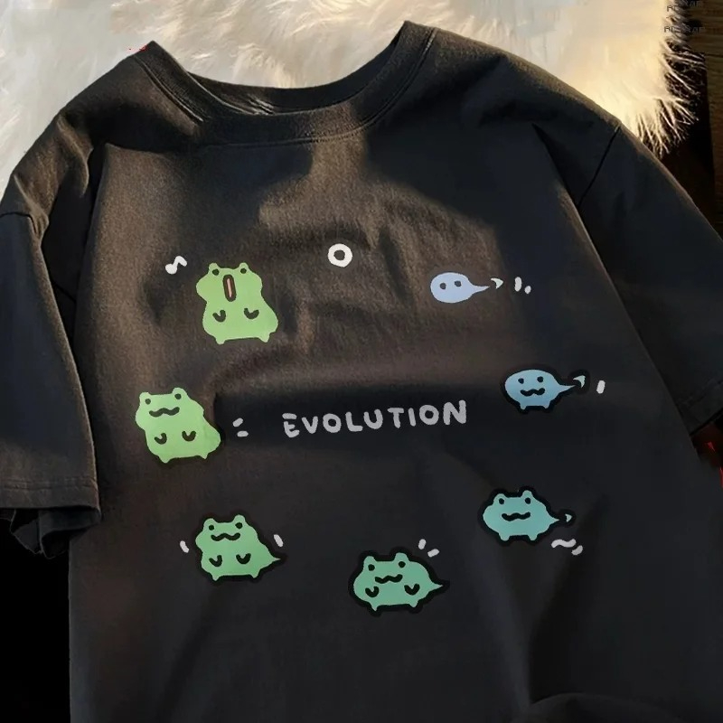 2026年新作 カエル進化プリント レディースTシャツ 日本 - Men'S Fashion Evolution のレビューと価格