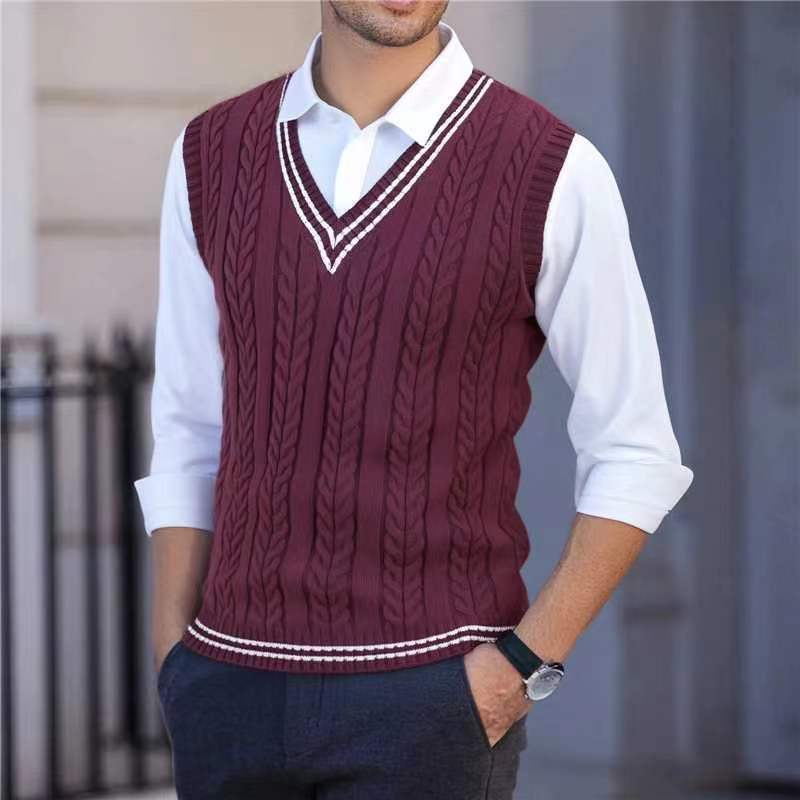 2026年メンズニットVネックセーターベスト、カラーブロック - Men'S Fashion Zip Sweater のレビューと価格